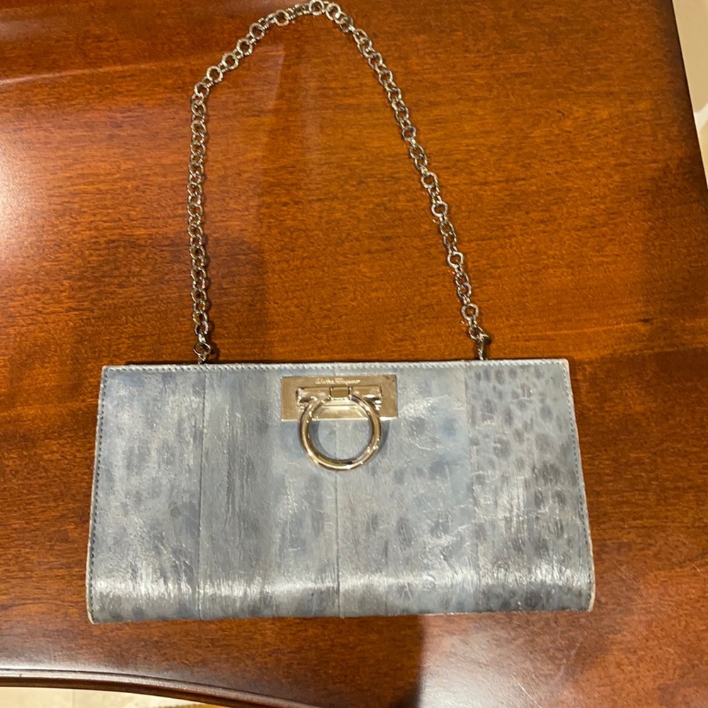 Ferragamo Blue Clutch Bag